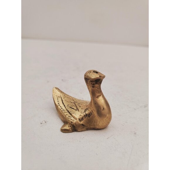 Vintage Brass Duck, Mid Century Home Decor, Woodland Creature, Brass Figurine, - Picture 4 of 10